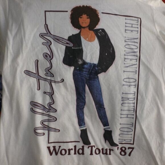 WHITNEY HOUSTON Concert Tshirt, XXL, Off-white, 1987, Photo, Short sleeves, - Picture 2 of 9